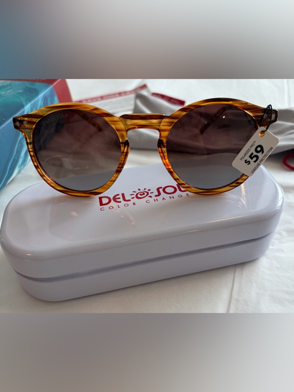Solize By Del Sol NIB Golden/Amber Brown Sunglasses